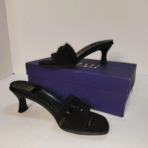 Stuart Weitzman Heels Womens 7 M Black Crepe Slides Littleslide Sandals A256977